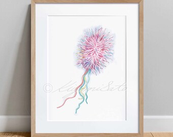 Bacteria Flagellum, Science Art, wall decor poster, Biology Microbiology print