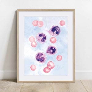 Eosinophils, Blood Cells, Biology Poster, Science Art print Microbiology wall decor