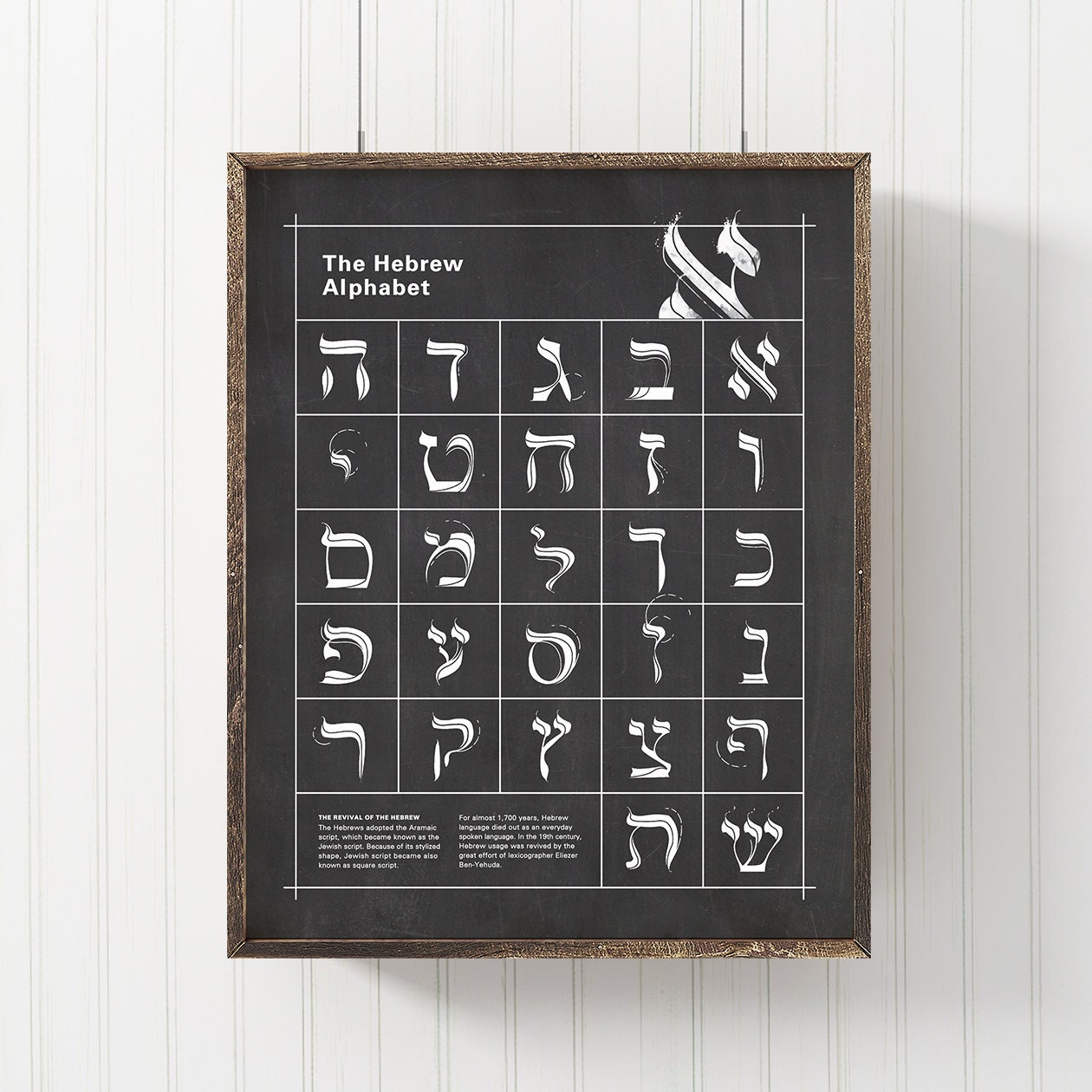 the hebrew alphabet typography chalkboard poster print wall etsy