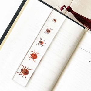 Tick Collection Clear Bookmark, Unique science Gift, Microbiology Stationery, Parasite Bookmark image 1