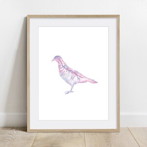 Avian, Bird Nervous System Art, Science Poster, Veterinary decor print, Magenta, Vertical