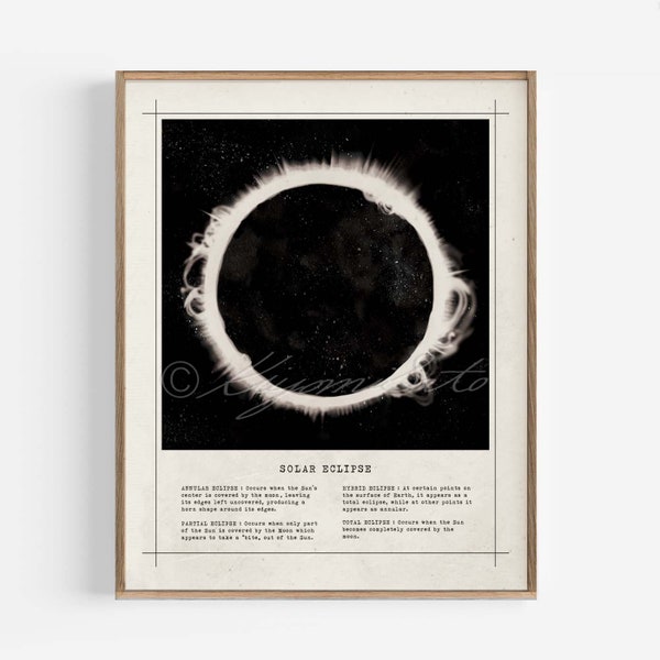 Vintage style Solar Eclipse Poster, Science Art, Print
