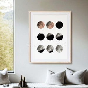 Lunar eclipse Poster, Astronomy Art, Lunar Art Print, Moon Minimalist Art image 9