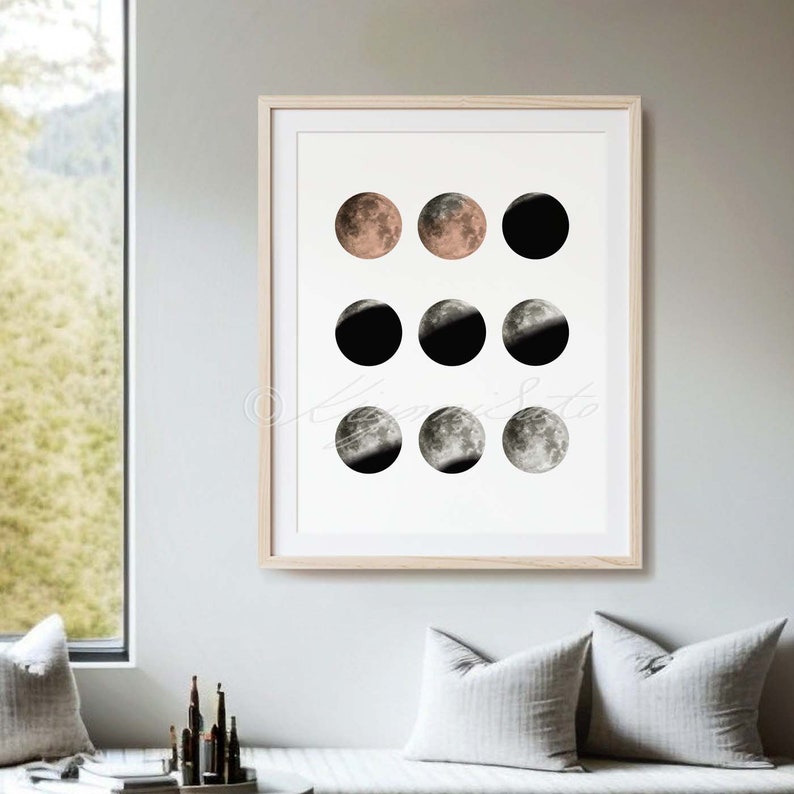 Lunar eclipse Poster, Astronomy Art, Lunar Art Print, Moon Minimalist Art Bild 9