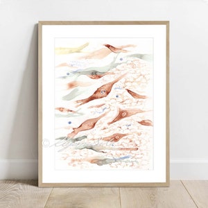 Fibroblast Histology Art, Anatomy Art Poster, Watercolor Histology Poster