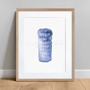 Helical Shape Virus Art Blue Print, Tobacco Mosaic Virus Virology art, Molecular biology poster, Watercolor science art