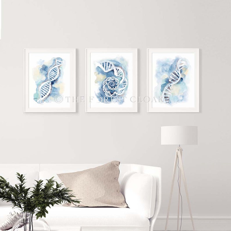 DNA RNA DNA Spiral Abstract Art Poster Set of 3 Biology - Etsy