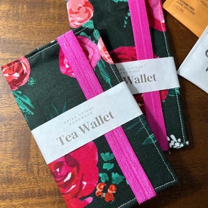 Cartera para té de rosas, cartera para bolsitas de té, cartera para té de viaje