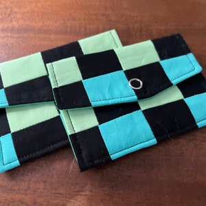 Cartera de tarjeta a cuadros, cartera pequeña, monedero