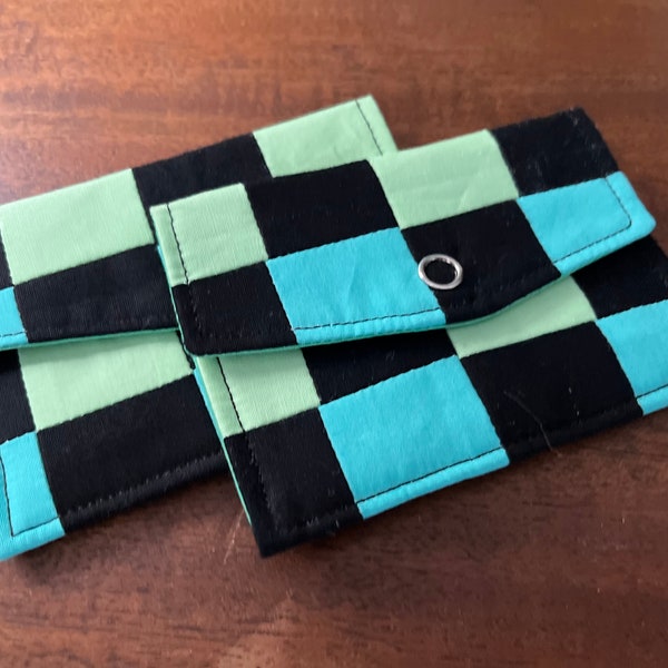 Checkered Card Wallet, Small Wallet, Coin Purse