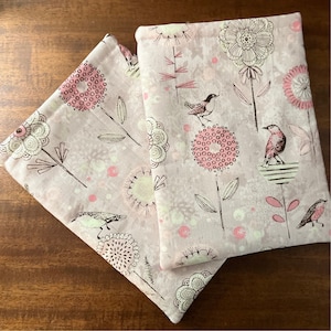 Pink Floral Birdie Kindle Sleeve: Cotton Book Pouch