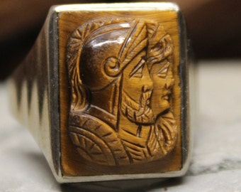 1950's Vintage  Mens 10K Ring Solid White Gold Ring Roman Soldier Ring 5.9 Grams Size 9 Ring Vintage White Gold Ring Men Vintage Gold  Rings