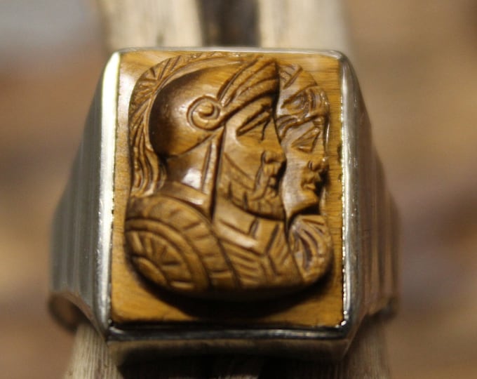 1950's Vintage  Mens 10K Ring Solid White Gold Ring Roman Soldier Ring 5.9 Grams Size 9 Ring Vintage White Gold Ring Men Vintage Gold  Rings