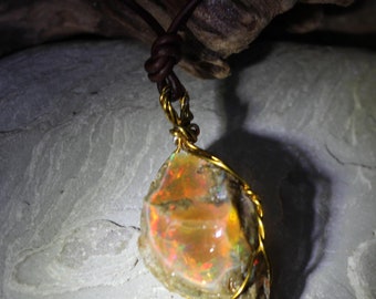 Large Natural Ethiopian Welo Black Fire Opal 39.15Ct Welo Ethiopia Certified Opal Gemstone Pendant Necklace Large Black Opal Certified Opal