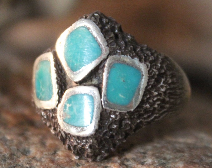 Navajo Native American Silver Turquoise Ring Weight 11.9 Grams Size 7.5 Mens Turquoise Silver Ring Sterling Rings Vintage Mens Silver Rings