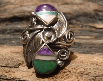 Navajo Zuni Native American Sterling Silver Ring Size 5 Weight 5.2 Grams Turquoise Spinney  MOP Sterling Silver Turquoise Ring Mens Rings