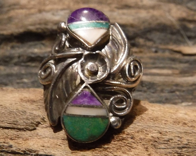 Navajo Zuni Native American Sterling Silver Ring Size 5 Weight 5.2 Grams Turquoise Spinney  MOP Sterling Silver Turquoise Ring Mens Rings