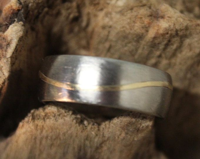 1980s Vintage Mens Wedding Band 14K Solid Gold Titanium Ring Size 10 Weight 4.1 Grams 14K Ring Titanium Gold Ring Mans  Wedding Band Ring