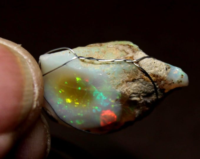 Large Natural Ethiopian Welo Fire Opal 11Ct Welo Ethiopia Large Fire Opal Gemstone Pendant Necklace Large Natural Raw Opal Pendant Opal