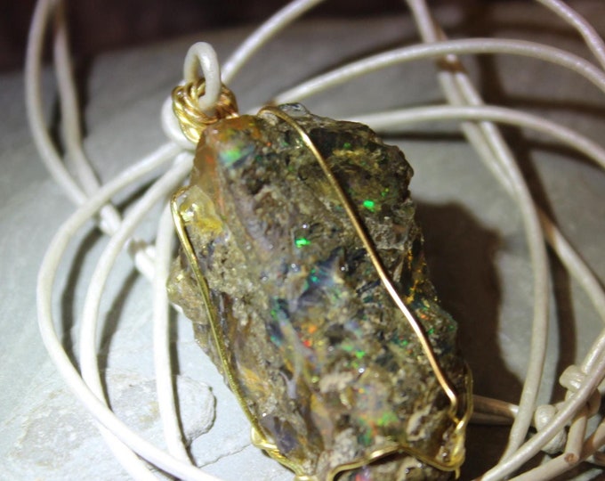 Large Natural Ethiopian Welo Black Fire Opal 40.55Ct Welo Ethiopia Certified Opal Gemstone Pendant Necklace Large Black Opal Certified Opal