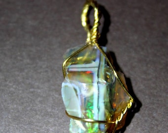 Large Natural Ethiopian Welo Fire Opal 9ct Earthed Mined Ethiopia Black Fire Opal Gemstone Pendant Necklace Large Opal Ethiopian Fire Opal