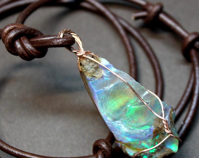 Large Natural Ethiopian Welo Fire Opal 37Ct Welo Ethiopia Black Fire Opal Gemstone Pendant Necklace Large Earth Mined Ethiopian Fire Opal