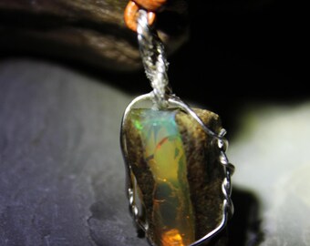 Large Natural Ethiopian Welo Fire Opal 10Ct Welo Ethiopia Large Fire Opal Gemstone Pendant Necklace Large Natural Raw Opal Pendant Opal