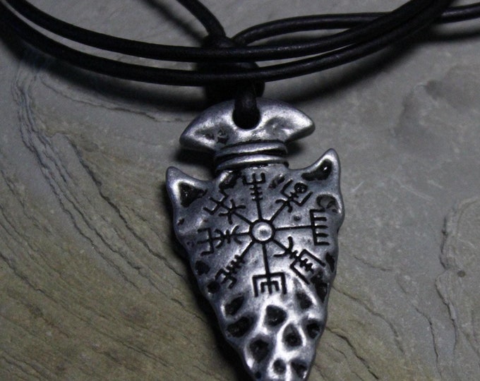 Viking Arrowhead Pendant Necklace Viking Necklace Arrowhead Pendant Viking Necklace 20 Grams Viking Oden Thor Pendant Adjustable necklace