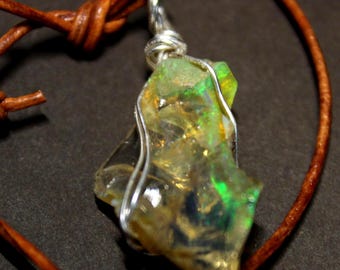 Large Natural Ethiopian Welo Fire Opal 13.10Ct Welo Ethiopia Large Fire Opal Gemstone Pendant Necklace Large Natural Raw Opal Pendant Opal