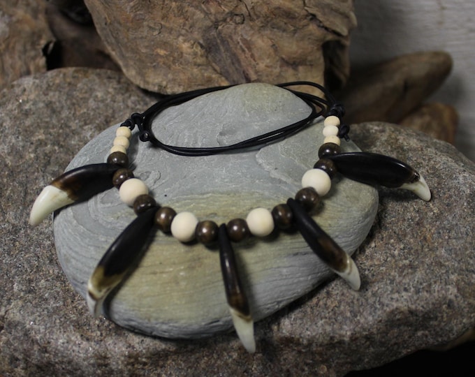 Large Wolf Tooth Necklace Wolf Teeth Necklace Wolf Necklace  Wolf Tooth Necklace Adjustable African Native American Tribal Spiritual Healing