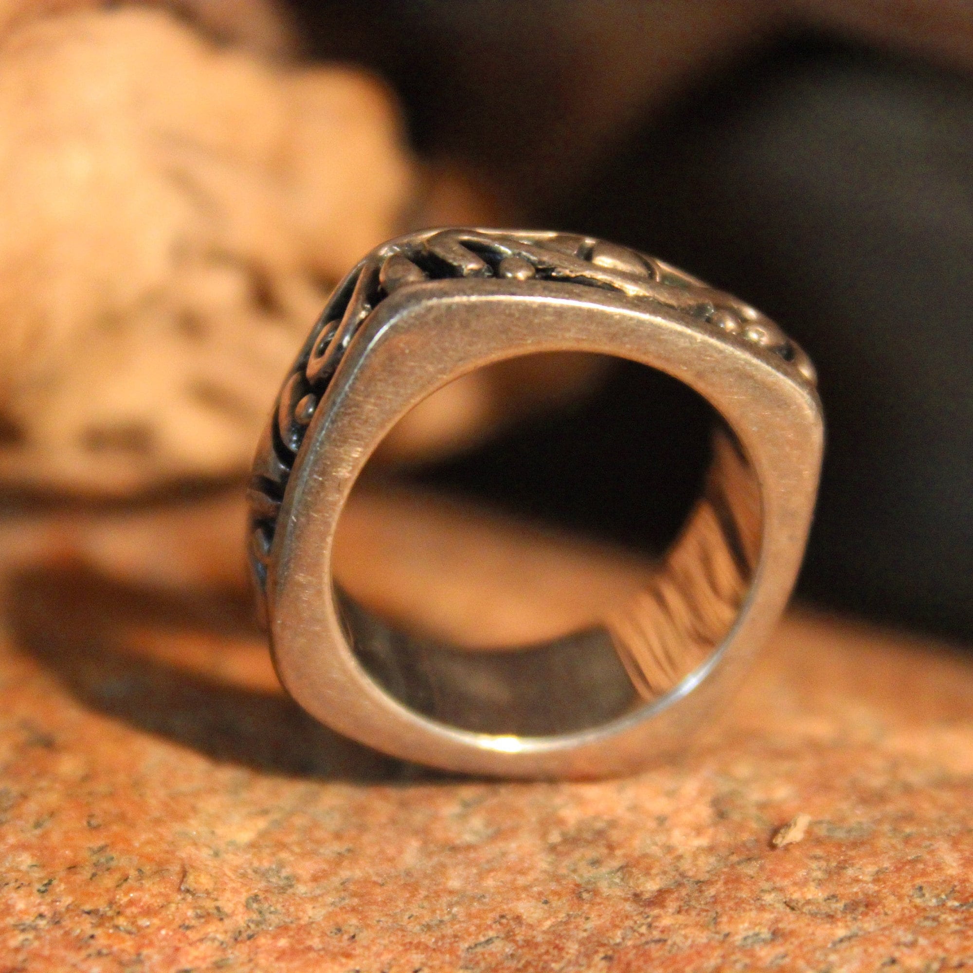 Large Mens Ring Mexico Sterling Silver Mens Ring Silver 13.1 Grams Size