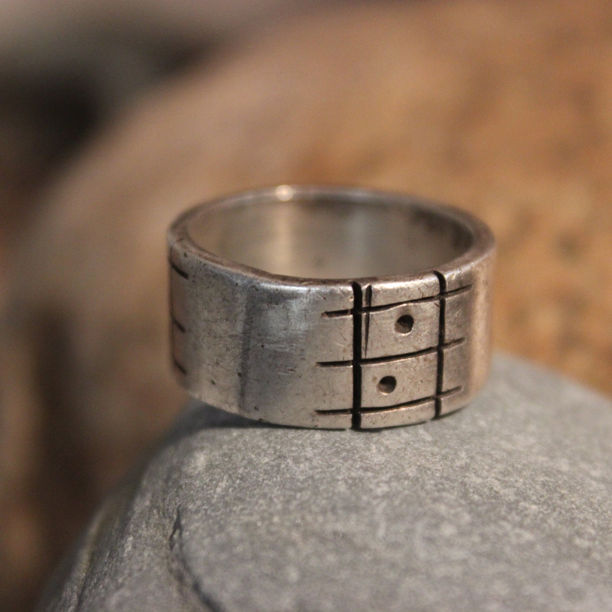 Rustic Mens Viking Ring Sterling Silver Band Norse Ring Celtic Ring 11
