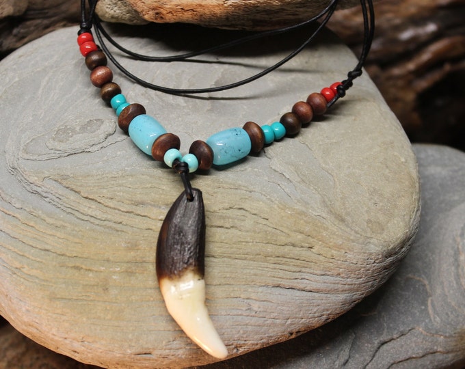 Large Wolf Tooth Necklace Wolf Teeth Necklace Wolf Necklace Wolf Tooth Necklace Adjustable African Native American Large Wolf Tooth Necklace