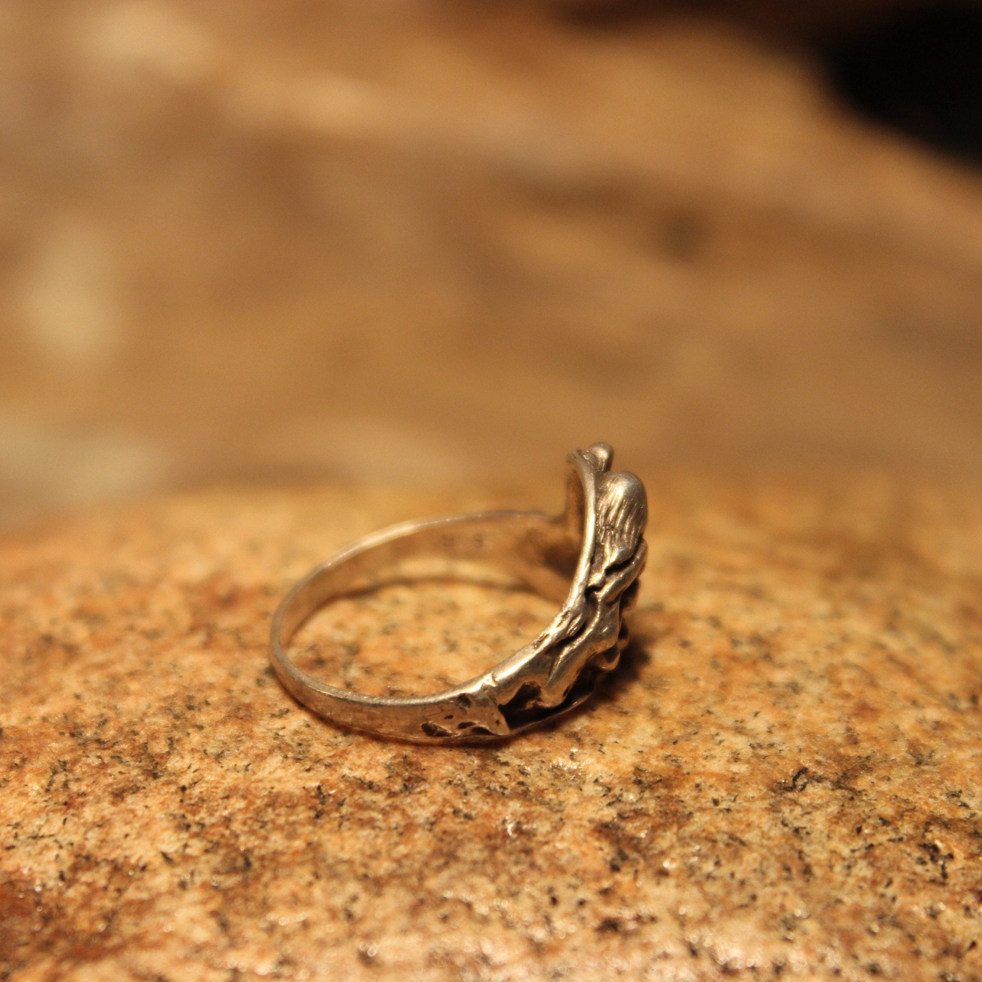 Vintage Sterling Silver Naked Woman Erotic Ring 2.7 Grams Size 