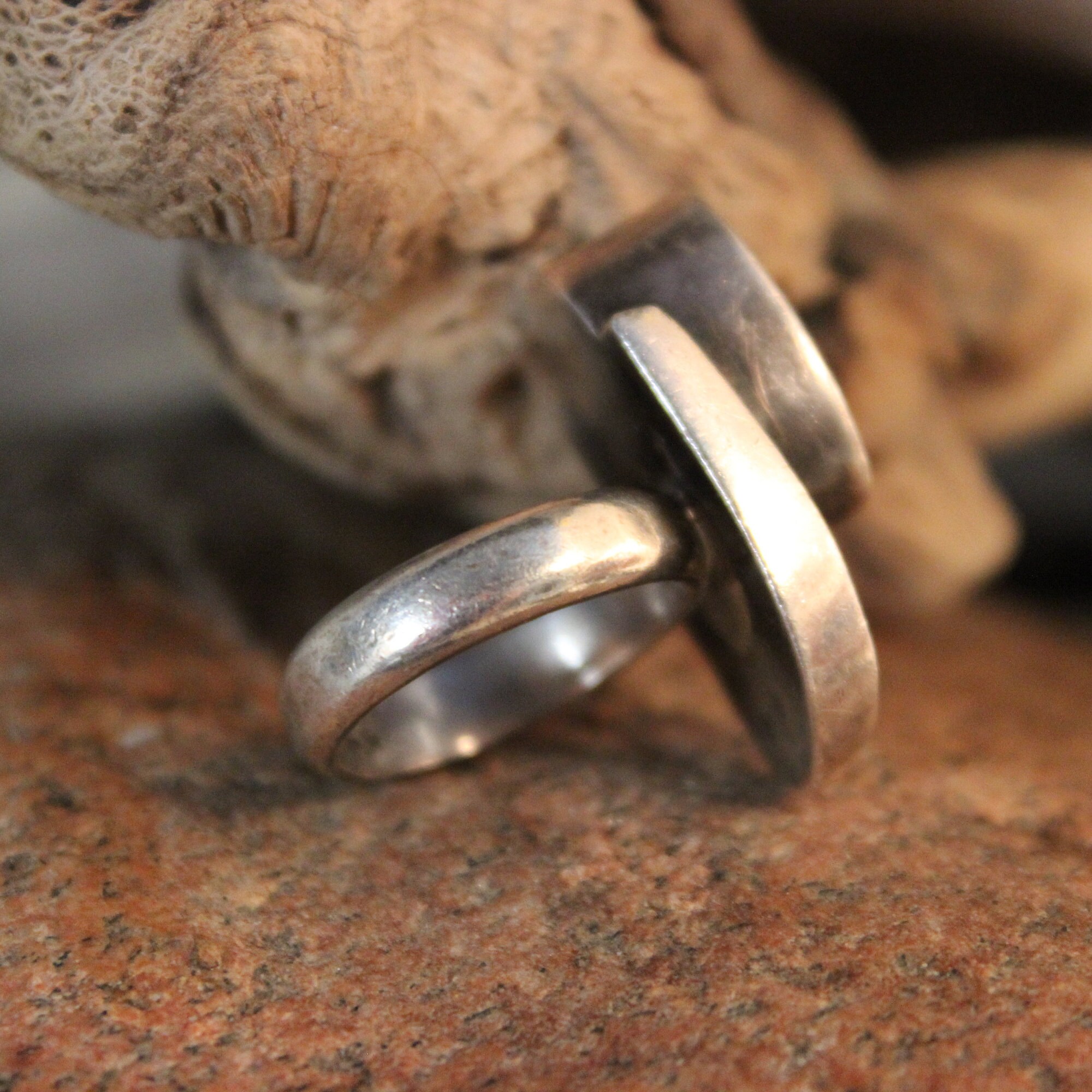 Sterling Mexico Large Turquoise Vintage Ring 12.6 Grams Size 6.25