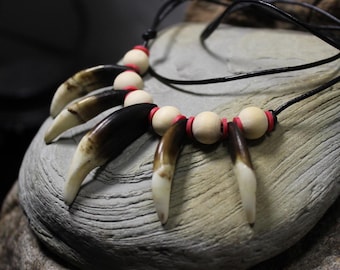 Large Wolf Tooth Necklace Wolf Teeth Necklace Wolf Necklace  Wolf Tooth Necklace Adjustable African Native American Tribal Spiritual Healing