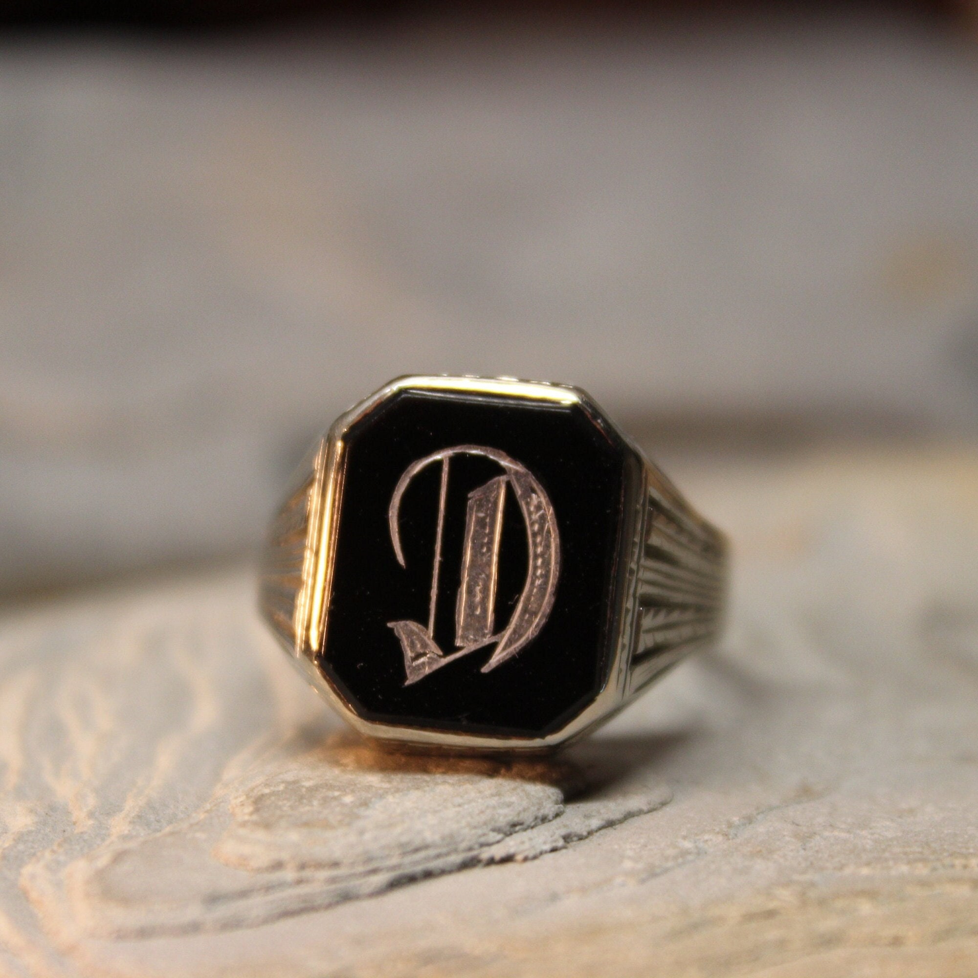 d - letter signet ring 3D Print Model in Rings 3DExport