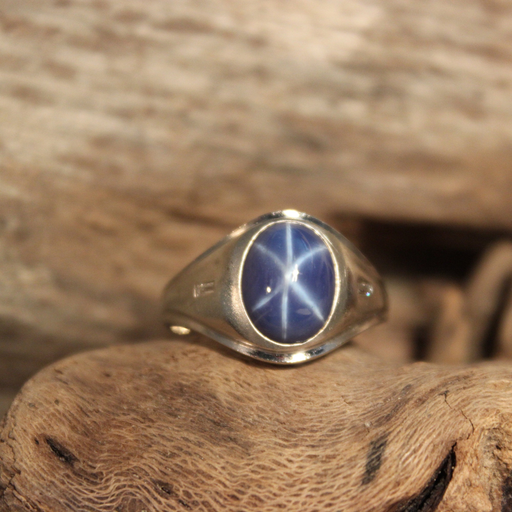 Vintage Mens Blue Linde Star Sapphire Ring 14K Gold Mens Ring 7.3 Grams ...