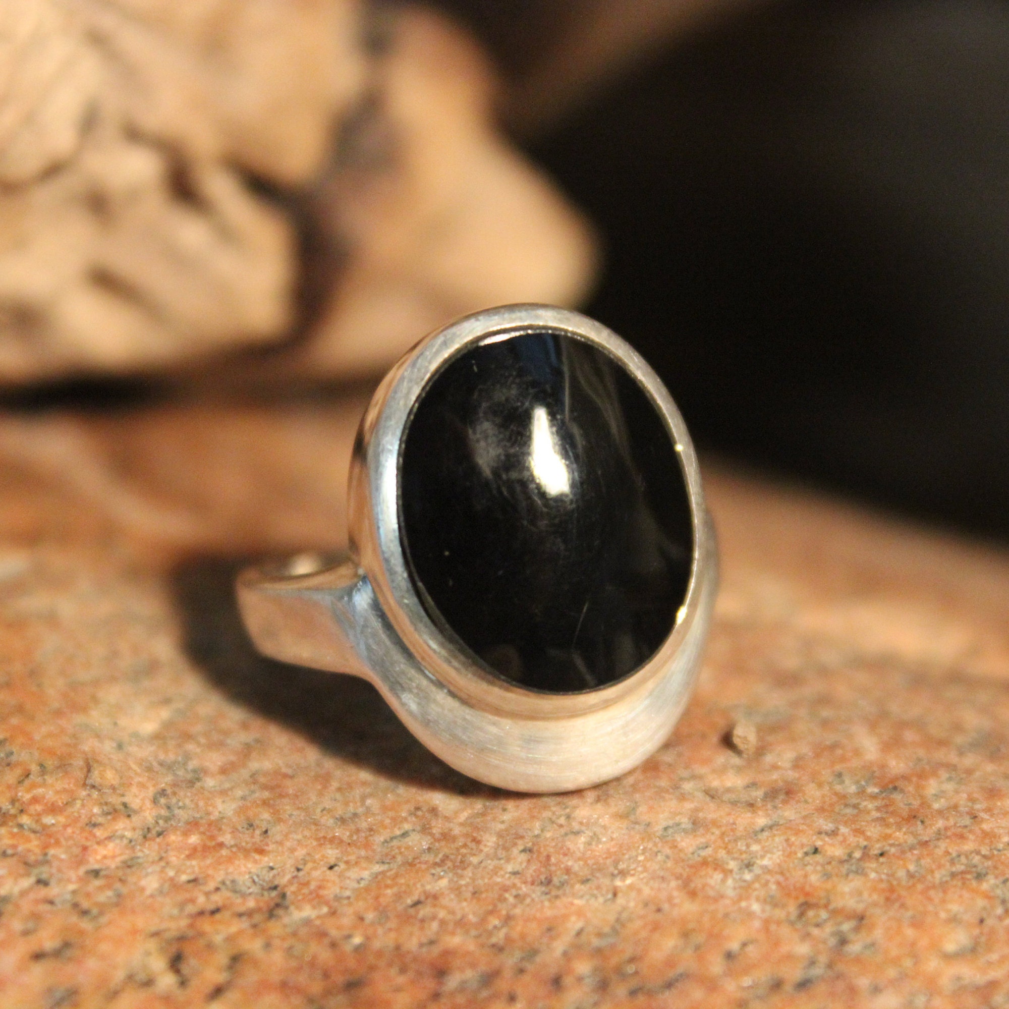 Vintage Sterling Silver Black Onyx Ring 4.8 Grams Size 7 Silver Onyx