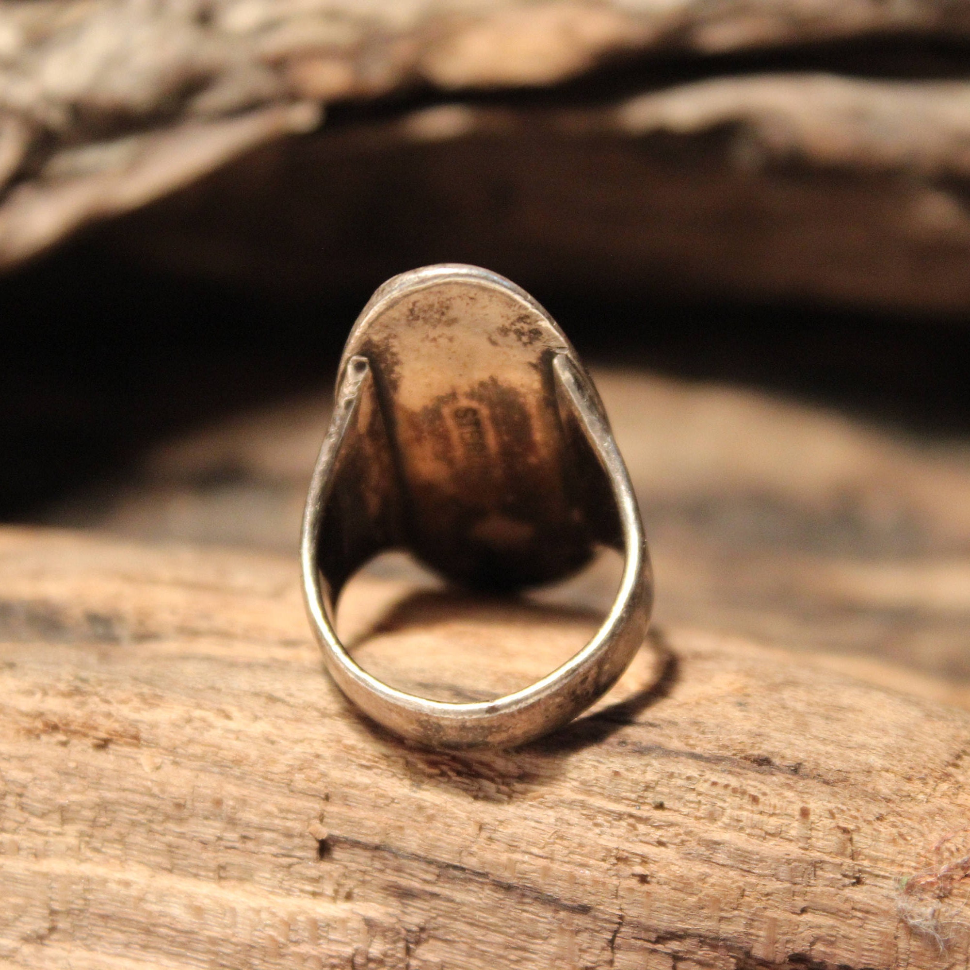 Large Ring Mens Sterling Silver Ring V Vintage Sterling