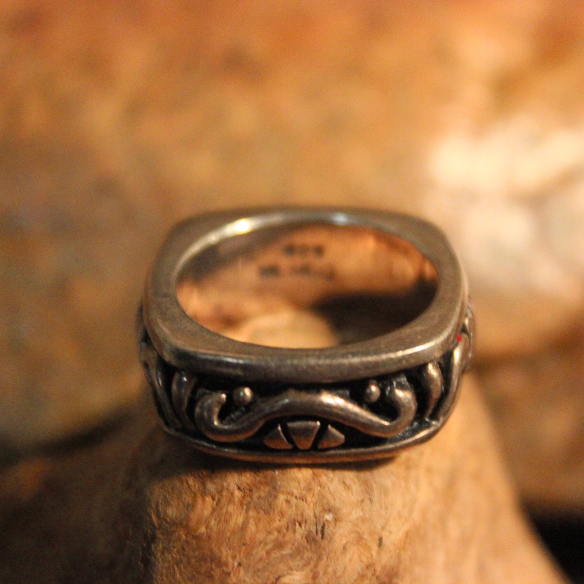 Large Mens Ring Mexico Sterling Silver Mens Ring Silver 13.1 Grams Size