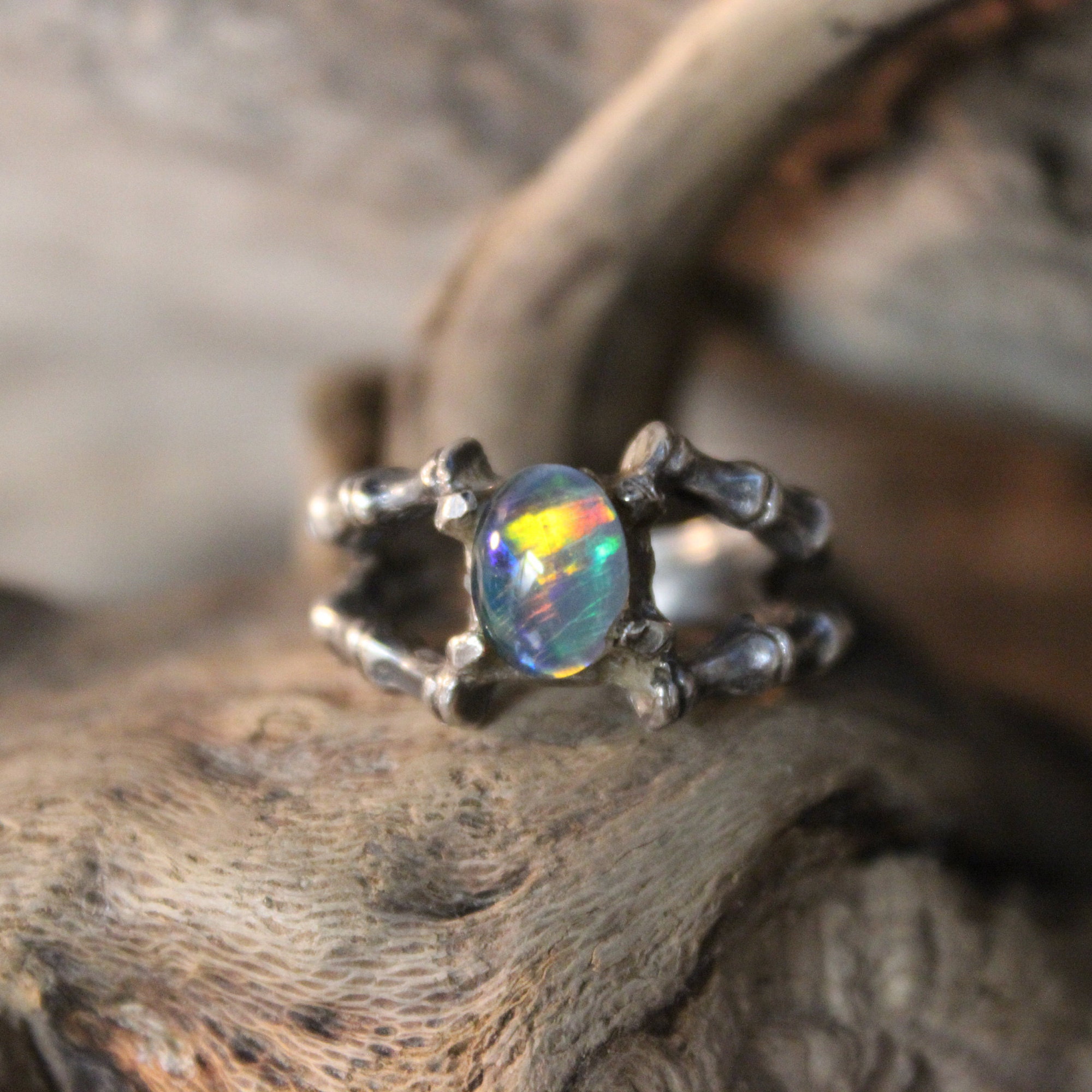 Vintage Sterling Silver Opal Ring Vintage Opal Ring 4.8 Grams Size 5