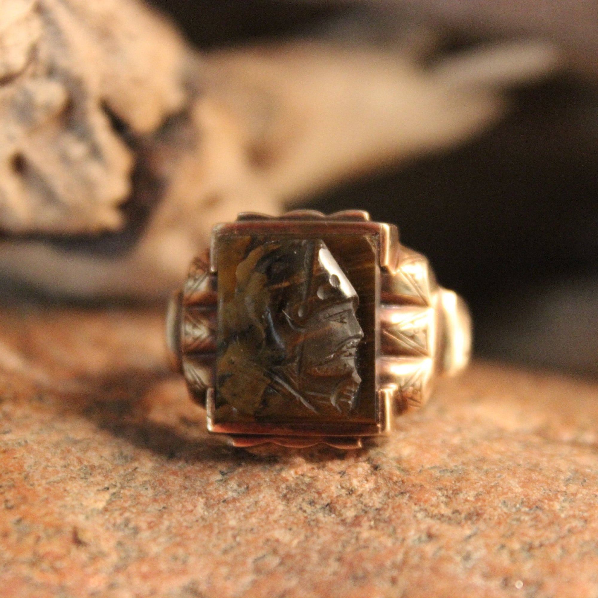 Vintage 10K Solid Rose Gold Roman Soldier Mens Gold Ring Heavy 7 Grams ...