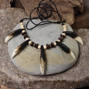 Large Wolf Tooth Necklace Wolf Teeth Necklace Wolf Necklace  Wolf Tooth Necklace Adjustable African Native American Tribal Spiritual Healing