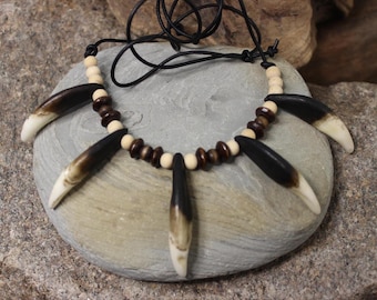 Large Wolf Tooth Necklace Wolf Teeth Necklace Wolf Necklace  Wolf Tooth Necklace Adjustable African Native American Tribal Spiritual Healing
