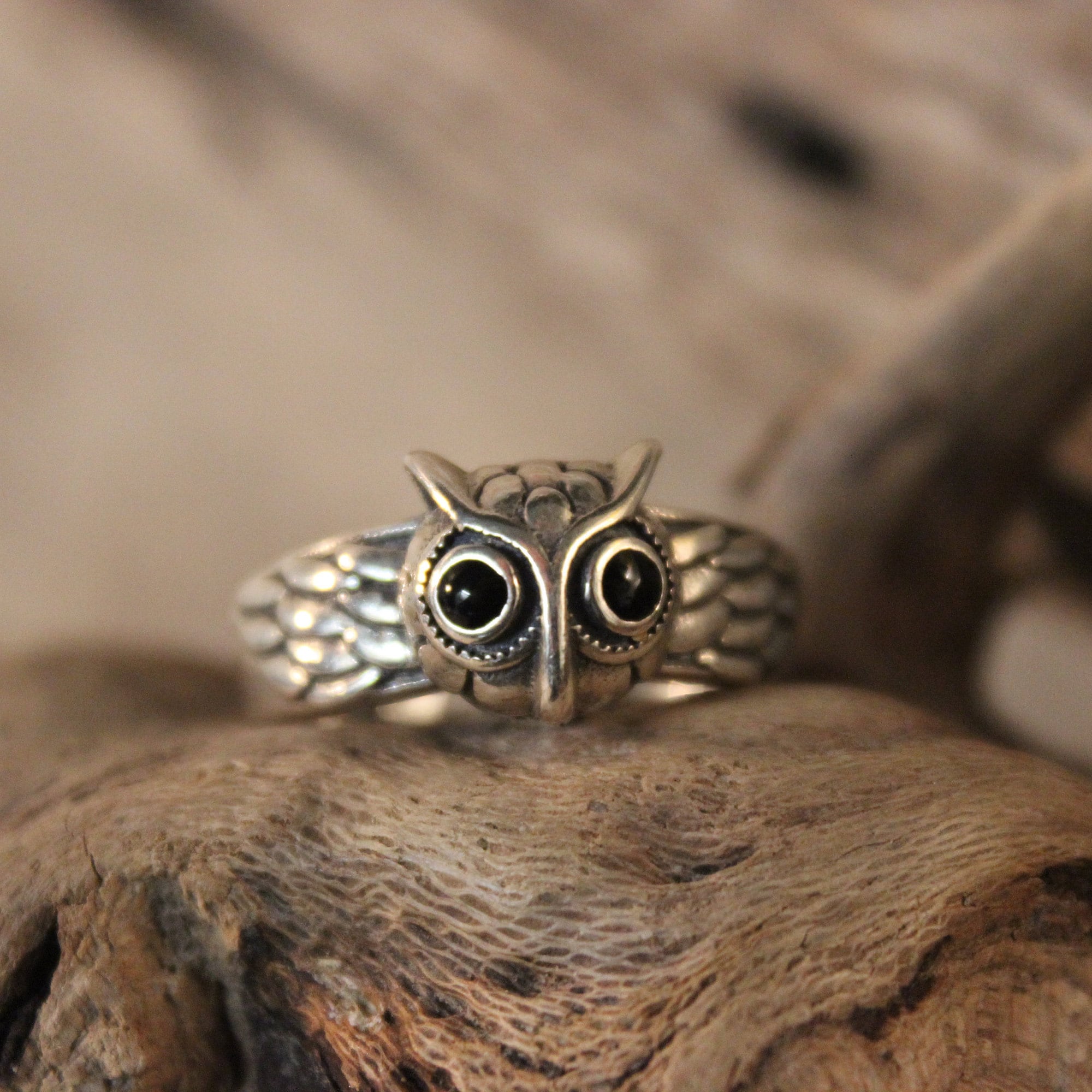 Vintage Sterling Silver Owl Ring Size 9 adjustable Vintage Owl Ring 4.8