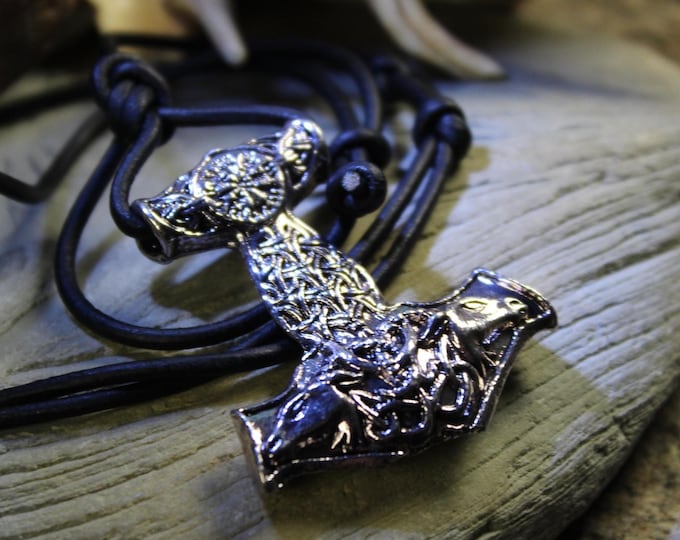 Odin Thor's Hammer Mjolnir Pendant Viking Necklaces Adjustable Necklace Pendant Jewelry Scandinavian Viking Thors Hammer Pendant Hammer