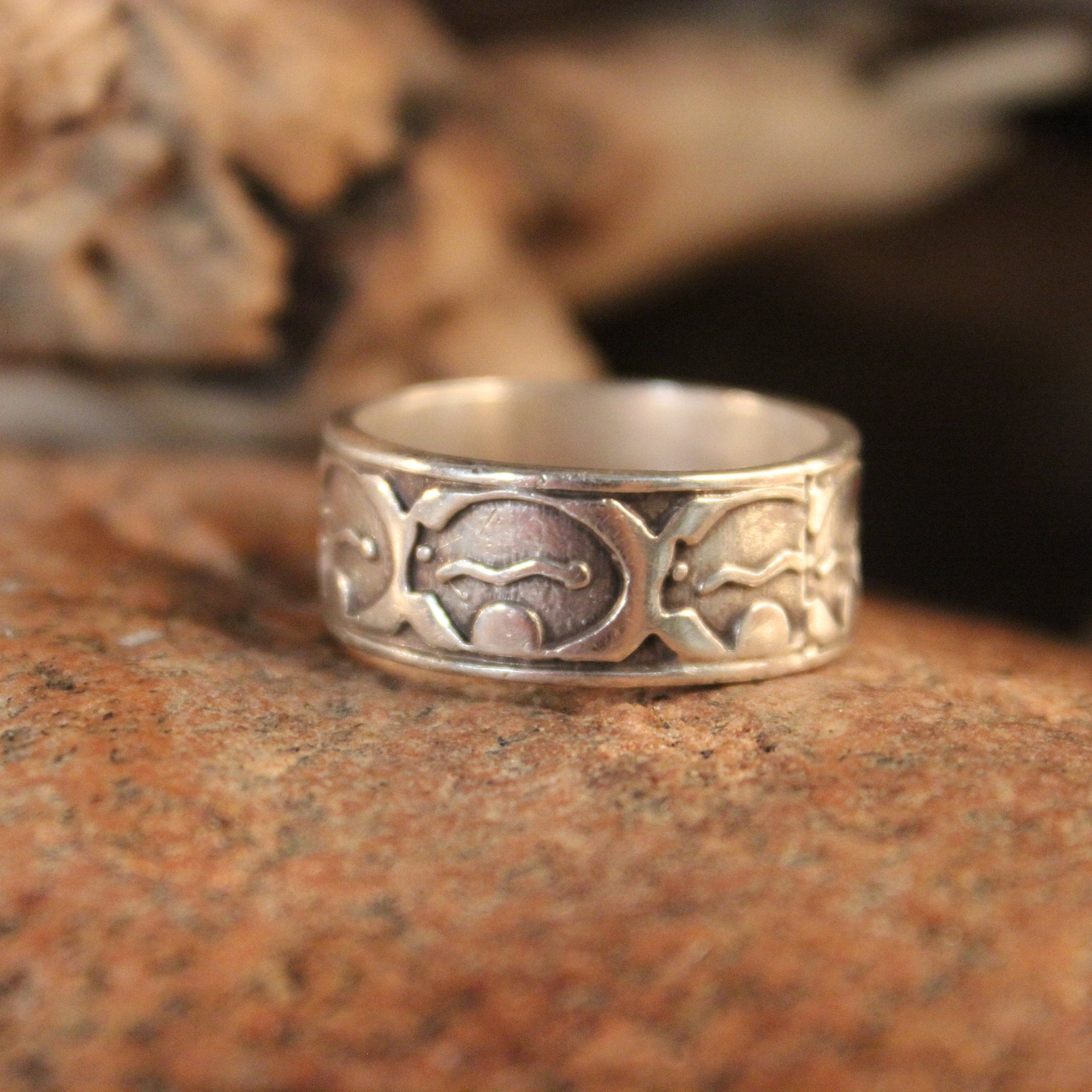 Mens Ring Mexico Large Silver Band Ring Silver Friendship Ring 9.7