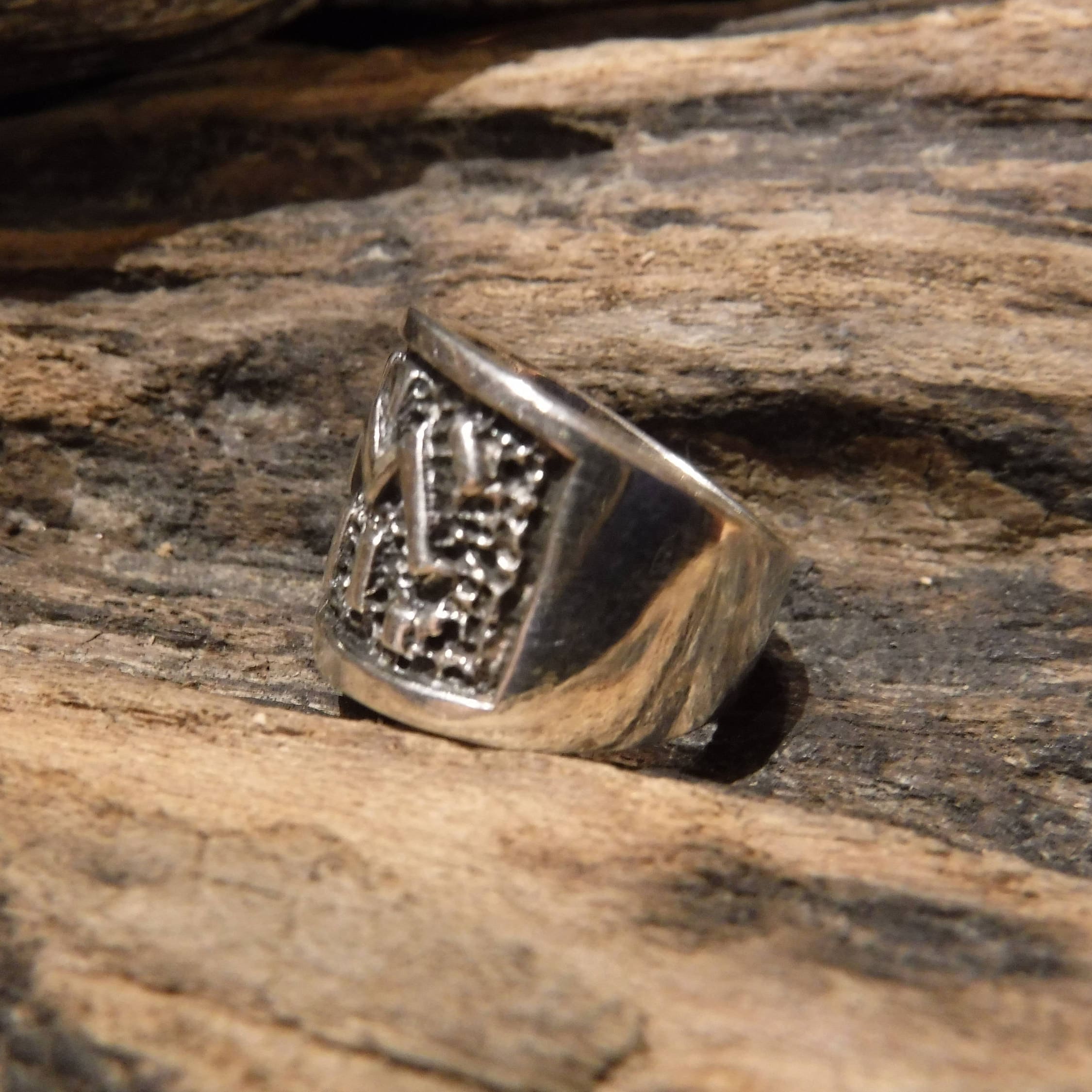 Vintage Navajo Sterling Silver Mens Ring Native American Warrior Ring