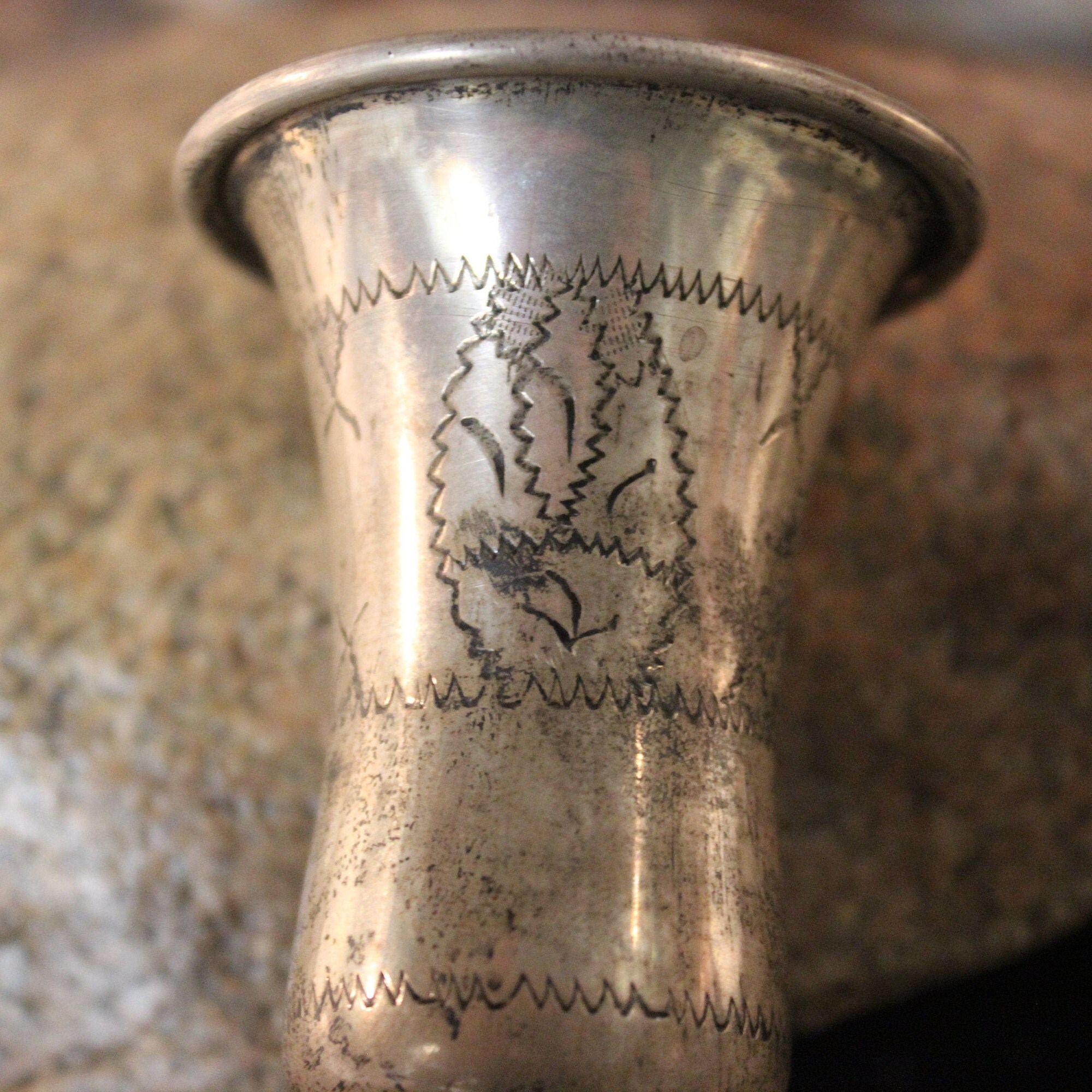 Vintage Kiddush Cup Jewish religious Goblet Handmade Kiddush Cup Heavy